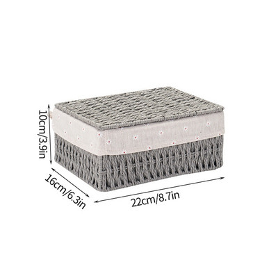 Coș de depozitare țesut Coș de rufe lucrat manual Cutie simplă de depozitare pentru birou, produse cosmetice, gustări, articole diverse, cutie organizatoare pentru jucării