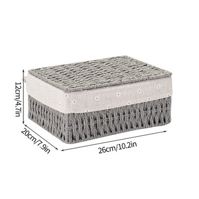 Coș de depozitare țesut Coș de rufe lucrat manual Cutie simplă de depozitare pentru birou, produse cosmetice, gustări, articole diverse, cutie organizatoare pentru jucării