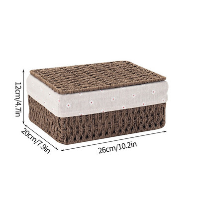 Coș de depozitare țesut Coș de rufe lucrat manual Cutie simplă de depozitare pentru birou, produse cosmetice, gustări, articole diverse, cutie organizatoare pentru jucării