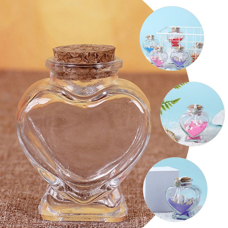4 vnt. butelis mažas buteliukas širdies stiklainis Miniatiūriniai buteliai Stikliniai buteliukai buteliai vaistiniai buteliai