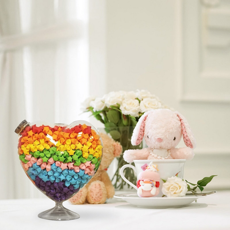 Stiklinio butelio indelis Širdies stiklainiai Buteliai palinkėjimams Kamštienos formos saldainiai Maži Origami Žvaigždės Indelis Mini Palinkėjimų Dekoratyviniai gėrimo dangteliai