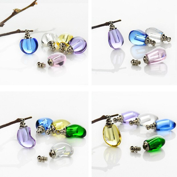 5/8/10X Кристална виала висулка с капачка на винт парфюмно масло бутилка с късмет лануго бутилки колие бижута име на бутилка с оризово изкуство