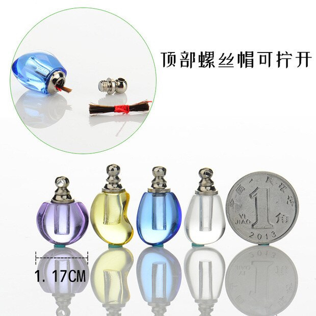 5/8/10X Кристална виала висулка с капачка на винт парфюмно масло бутилка с късмет лануго бутилки колие бижута име на бутилка с оризово изкуство