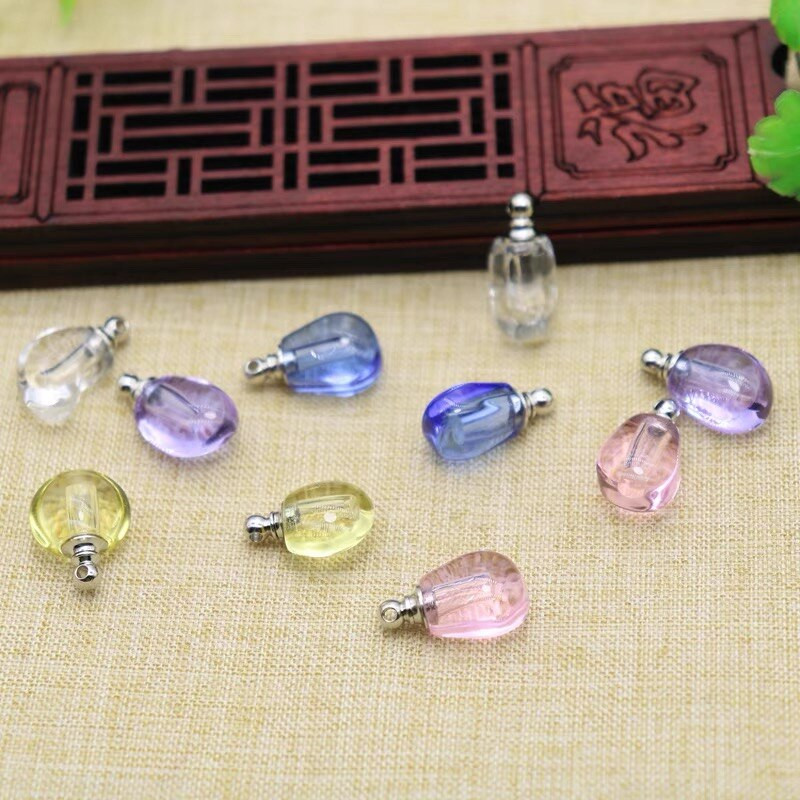 5/8/10X Кристална виала висулка с капачка на винт парфюмно масло бутилка с късмет лануго бутилки колие бижута име на бутилка с оризово изкуство