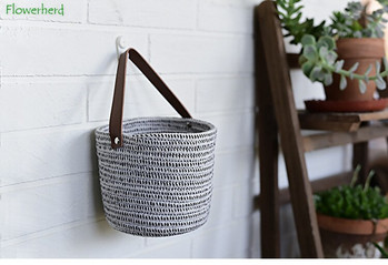 Скандинавска памучна нишка Ръчно тъкана кошница Висяща кофа Въже Плетена кошница Кофа за съхранение на разни вещи Кошници за съхранение на офис бюро