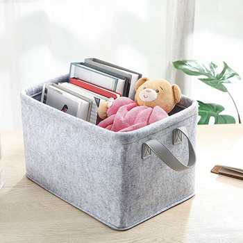 Сгъваема кошница за съхранение Кутии за съхранение от филц Органайзер Контейнери с дръжки за играчки за детска стая Дрехи Хавлии Списание