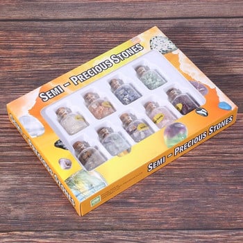 1 κουτί με 9 μπουκάλια Μίνι φυσικές ημιπολύτιμες πέτρες τσιπ Κρυστάλλου Θεραπευτικό Ρέικι Ταξιδιωτική Διακόσμηση με φυσικές πέτρες Wicca