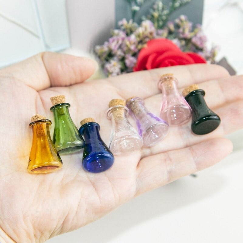 10 τμχ Μινιατούρα Διακοσμητικό Μπουκάλι 2ml Μικρό Χωνί Μπουκάλι Χρωματικό Γυάλινο Μινιατούρο Τοπίο Στολίδι Χριστουγεννιάτικο Χάλοουιν Διακόσμηση