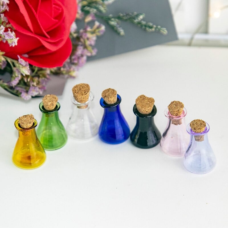 10 τμχ Μινιατούρα Διακοσμητικό Μπουκάλι 2ml Μικρό Χωνί Μπουκάλι Χρωματικό Γυάλινο Μινιατούρο Τοπίο Στολίδι Χριστουγεννιάτικο Χάλοουιν Διακόσμηση