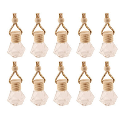 H55A 10db autós akasztós üvegpalack üres parfüm aromaterápiás újratölthető diffúzor levegőfrissítő illat medál dísz