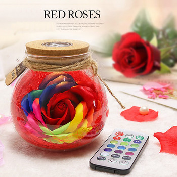 Ζεστά δώρα του Αγίου Βαλεντίνου Conserved Glass Beauty Rose LED Φωτιστικό ροζ LED Τηλεχειριστήριο Wish Bottle Φωτιστικό Δώρο για την Ημέρα του Αγίου Βαλεντίνου