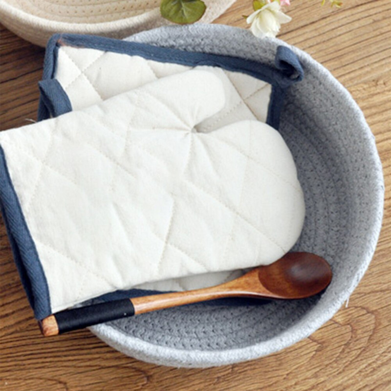 Apvalus rankomis austas krepšelis, mezgimo medvilninis kliūtis biuro laikiklis prie lovos stalviršio užkandžiams Įvairūs reikmenys Pagrindinės kosmetikos priemonės