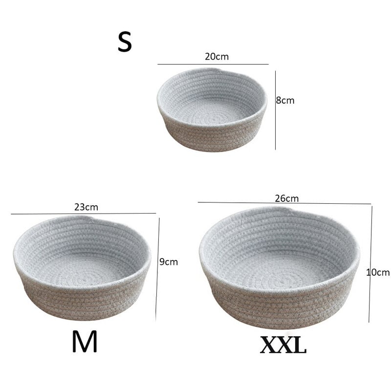 Apvalus rankomis austas krepšelis, mezgimo medvilninis kliūtis biuro laikiklis prie lovos stalviršio užkandžiams Įvairūs reikmenys Pagrindinės kosmetikos priemonės