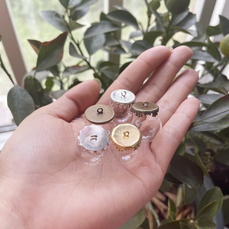 10X 20x15mm Mini tuščiaviduris apvalus stiklinis gaublys su dangteliu stiklinio burbulo dangtelio kupolas su norimo stiklo buteliuko buteliuko kaklo papuošalu