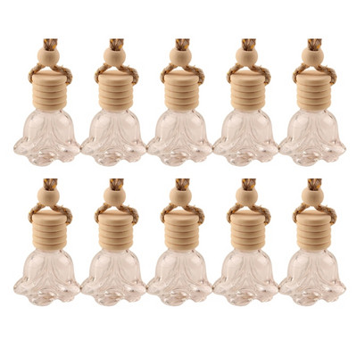 10 buc. Sticlă de sticlă suspendată pentru mașină, parfum goală, aromaterapie, difuzor reîncărcat, proaspăt parfum, ornament de pandantiv