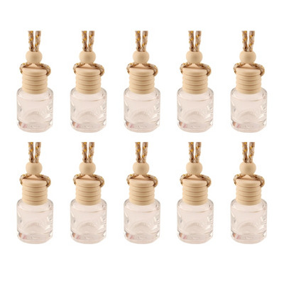 10 buc. Sticlă de sticlă suspendată pentru mașină, parfum goală, aromaterapie, difuzor reîncărcat, proaspăt parfum, ornament de pandantiv