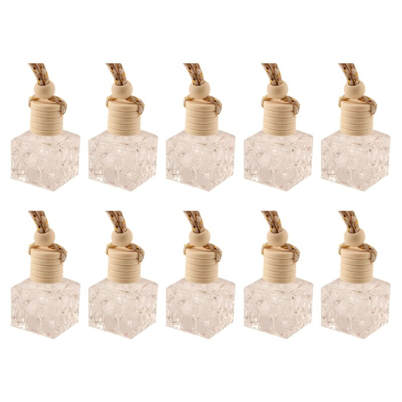 10 buc. Sticlă de sticlă suspendată pentru mașină, parfum goală, aromaterapie, difuzor reîncărcat, proaspăt parfum, ornament de pandantiv
