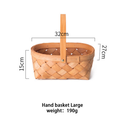 MDZF SWEETHOME Bambusz hordozható gyümölcskosár zöldség cukorka desszert tojáskosár fonott piknikkosár konyhai asztali tároló