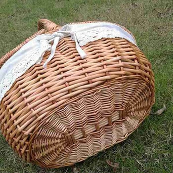 Плетена кошница Английски кошници за пикник Кошница за пазаруване Кошница за съхранение на открито Къмпинг Пикник кошница за съхранение с капак Кошница за съхранение на плодове