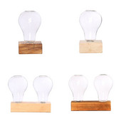 Stiklo sėjamoji su mediniu stovu Hidroponikos augalai Stalinis lemputė Terariumas Gėlių vaza Namų biuro dekoras