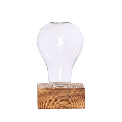 Stiklo sėjamoji su mediniu stovu Hidroponikos augalai Stalinis lemputė Terariumas Gėlių vaza Namų biuro dekoras