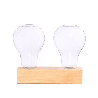 Stiklo sėjamoji su mediniu stovu Hidroponikos augalai Stalinis lemputė Terariumas Gėlių vaza Namų biuro dekoras