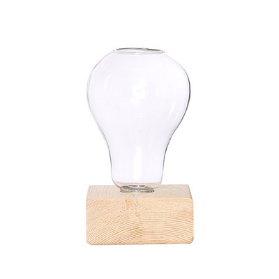 Stiklo sėjamoji su mediniu stovu Hidroponikos augalai Stalinis lemputė Terariumas Gėlių vaza Namų biuro dekoras