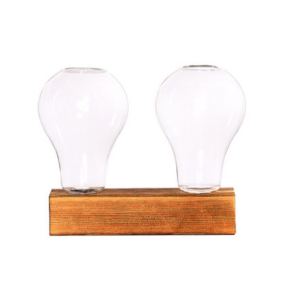 Stiklo sėjamoji su mediniu stovu Hidroponikos augalai Stalinis lemputė Terariumas Gėlių vaza Namų biuro dekoras