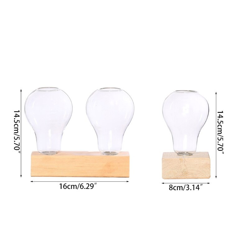 Stiklo sėjamoji su mediniu stovu Hidroponikos augalai Stalinis lemputė Terariumas Gėlių vaza Namų biuro dekoras