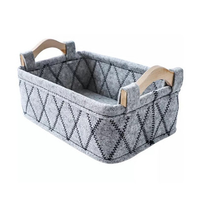Košara za pohranu od filca Radna površina od tkanine Kutija za pohranu sitnica Sklopiva kutija za organizatore Drvena drška Košara za rublje Skladištenje kućnog dekora