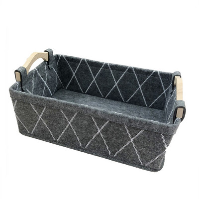 Košara za pohranu od filca Radna površina od tkanine Kutija za pohranu sitnica Sklopiva kutija za organizatore Drvena drška Košara za rublje Skladištenje kućnog dekora