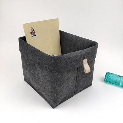 Košara za pohranu od filca Radna površina od tkanine Kutija za pohranu sitnica Sklopiva kutija za organizatore Drvena drška Košara za rublje Skladištenje kućnog dekora