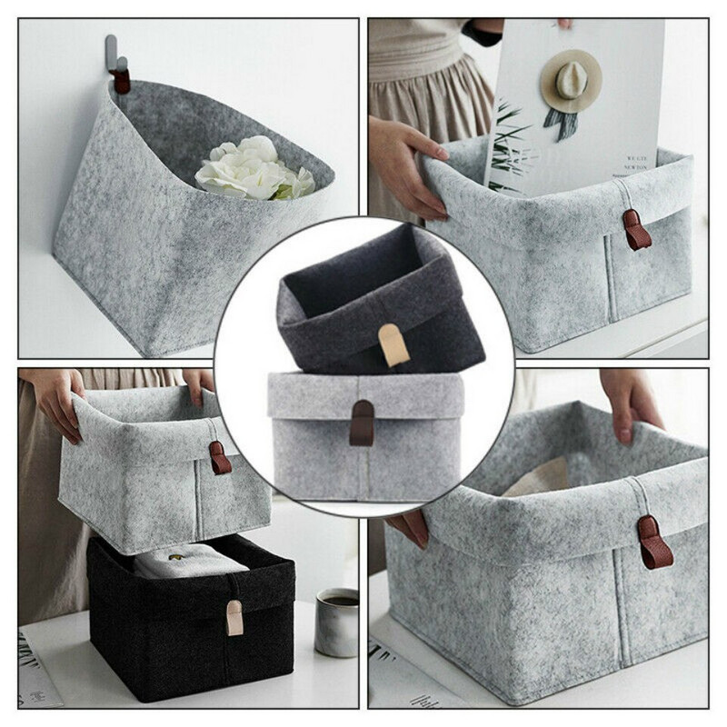 Košara za pohranu od filca Radna površina od tkanine Kutija za pohranu sitnica Sklopiva kutija za organizatore Drvena drška Košara za rublje Skladištenje kućnog dekora