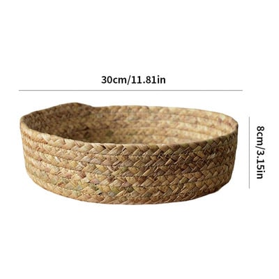 Organizator coș țesut manual Cutie de depozitare pentru birou Coș de depozitare Coș cu fructe Paie Articole diverse Cosmetice Jucării Coș de depozitare