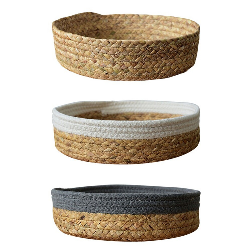 Organizator coș țesut manual Cutie de depozitare pentru birou Coș de depozitare Coș cu fructe Paie Articole diverse Cosmetice Jucării Coș de depozitare