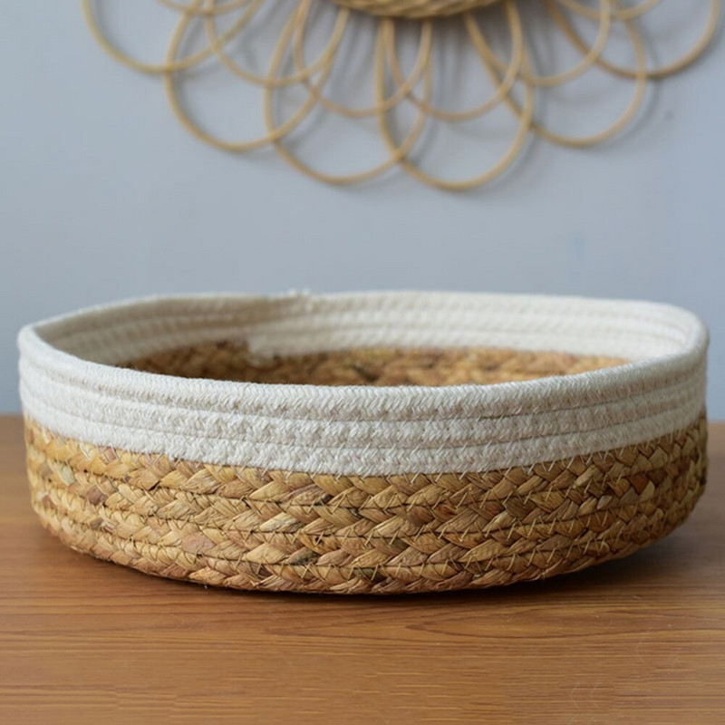 Organizator coș țesut manual Cutie de depozitare pentru birou Coș de depozitare Coș cu fructe Paie Articole diverse Cosmetice Jucării Coș de depozitare