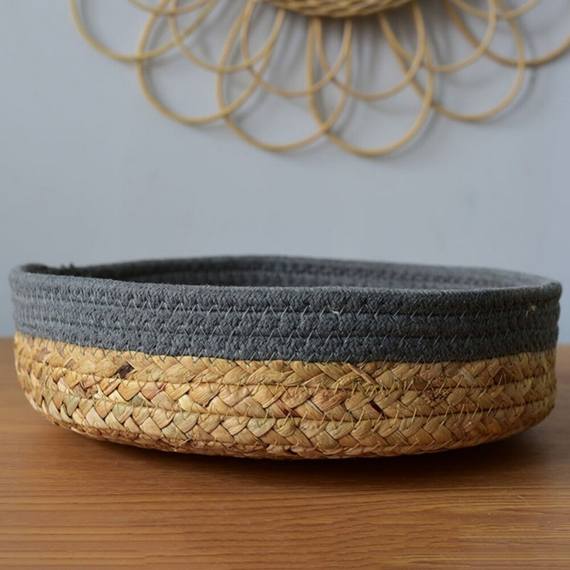 Organizator coș țesut manual Cutie de depozitare pentru birou Coș de depozitare Coș cu fructe Paie Articole diverse Cosmetice Jucării Coș de depozitare