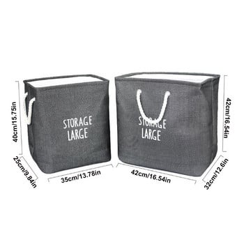 Чанта за пране Памучна и ленена кърпа Художествена кошница за съхранение на дрехи Удебелени квадратни мръсни дрехи 35x25x40cm/42x32x42cm