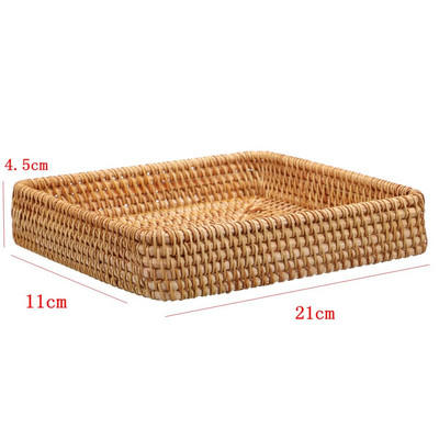 Kézzel szőtt rattan tárolókosár Négyzetes fonott tálca piknikkosár kenyér Étel tányér Gyümölcs torta Vegyes doboz Konyhai dekoráció
