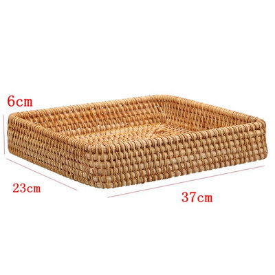 Kézzel szőtt rattan tárolókosár Négyzetes fonott tálca piknikkosár kenyér Étel tányér Gyümölcs torta Vegyes doboz Konyhai dekoráció