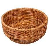 Új természetes rattan kerek gyümölcskosár fonott asztali kenyértálca, szövés ételtároló tálak (nagy, 1 db)