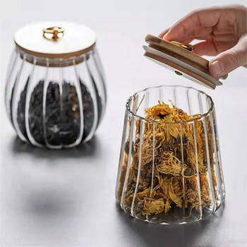 Σφραγισμένο διαφανές γυάλινο μπολ μπαχαρικών με καπάκι Αλάτι πιπέρι Κουτί αποθήκευσης Δοχείο ζάχαρης Αξεσουάρ κουζίνας