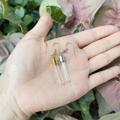 10X originalna cijev/srce/lopta/ravna staklena bočica viseće duge naušnice Naziv na bočici rižinog ulja za žene Staklene naušnice s mjehurićima