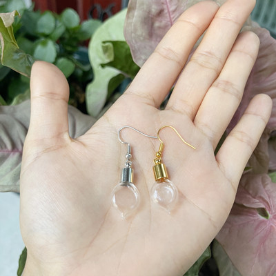 10X originalna cijev/srce/lopta/ravna staklena bočica viseće duge naušnice Naziv na bočici rižinog ulja za žene Staklene naušnice s mjehurićima