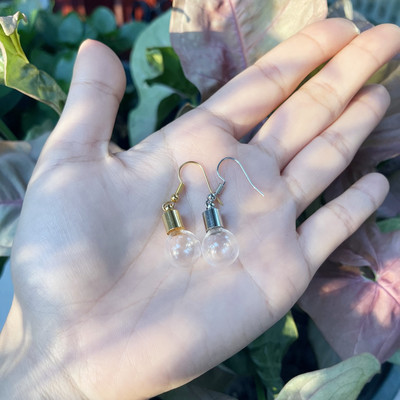 10X originalna cijev/srce/lopta/ravna staklena bočica viseće duge naušnice Naziv na bočici rižinog ulja za žene Staklene naušnice s mjehurićima