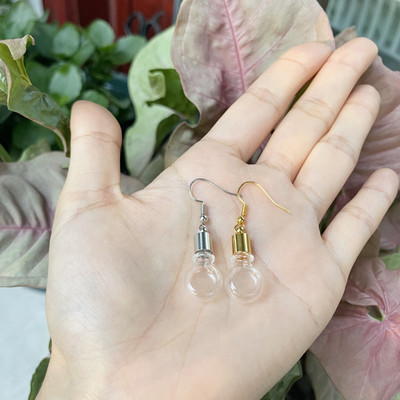 10X originalna cijev/srce/lopta/ravna staklena bočica viseće duge naušnice Naziv na bočici rižinog ulja za žene Staklene naušnice s mjehurićima