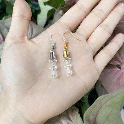 10X originalna cijev/srce/lopta/ravna staklena bočica viseće duge naušnice Naziv na bočici rižinog ulja za žene Staklene naušnice s mjehurićima