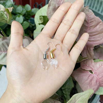 10X originalna cijev/srce/lopta/ravna staklena bočica viseće duge naušnice Naziv na bočici rižinog ulja za žene Staklene naušnice s mjehurićima