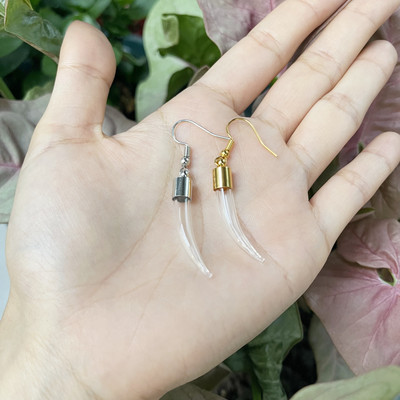 10X originalna cijev/srce/lopta/ravna staklena bočica viseće duge naušnice Naziv na bočici rižinog ulja za žene Staklene naušnice s mjehurićima