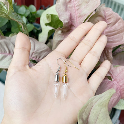 10X originalna cijev/srce/lopta/ravna staklena bočica viseće duge naušnice Naziv na bočici rižinog ulja za žene Staklene naušnice s mjehurićima